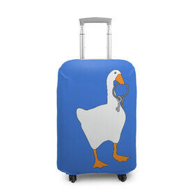 Чехол для чемодана 3D с принтом Untitled Goose Game в Санкт-Петербурге, 86% полиэфир, 14% спандекс | двустороннее нанесение принта, прорези для ручек и колес | epic store | ugg | untitled goose game | гусь | игра без названия | игра про гуся | неназванная игра про гуся
