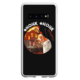 Чехол для Samsung Galaxy S10 с принтом Honk Honk I am Goose в Санкт-Петербурге, Силикон | Область печати: задняя сторона чехла, без боковых панелей | Тематика изображения на принте: angry goose | goose | honk | гусь | злой гусь | хонк