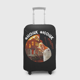 Чехол для чемодана 3D с принтом Honk Honk I am Goose в Санкт-Петербурге, 86% полиэфир, 14% спандекс | двустороннее нанесение принта, прорези для ручек и колес | angry goose | goose | honk | гусь | злой гусь | хонк