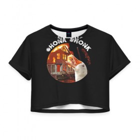 Женская футболка Cropp-top с принтом Honk Honk I am Goose в Санкт-Петербурге, 100% полиэстер | круглая горловина, длина футболки до линии талии, рукава с отворотами | angry goose | goose | honk | гусь | злой гусь | хонк