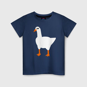 Детская футболка хлопок с принтом КРУТОЙ ГУСЬ в Санкт-Петербурге, 100% хлопок | круглый вырез горловины, полуприлегающий силуэт, длина до линии бедер | meme | untitled goose game | злой гусь | мем | птица