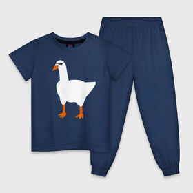 Детская пижама хлопок с принтом КРУТОЙ ГУСЬ в Санкт-Петербурге, 100% хлопок |  брюки и футболка прямого кроя, без карманов, на брюках мягкая резинка на поясе и по низу штанин
 | meme | untitled goose game | злой гусь | мем | птица