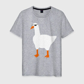 Мужская футболка хлопок с принтом КРУТОЙ ГУСЬ в Санкт-Петербурге, 100% хлопок | прямой крой, круглый вырез горловины, длина до линии бедер, слегка спущенное плечо. | meme | untitled goose game | злой гусь | мем | птица