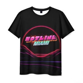 Мужская футболка 3D с принтом Hotline miami(neon) в Санкт-Петербурге, 100% полиэфир | прямой крой, круглый вырез горловины, длина до линии бедер | Тематика изображения на принте: 2d игры | game | hotline miam | neon | retrowave | в подарок | игра | надпись | неон | фанатам | хотлайн маями