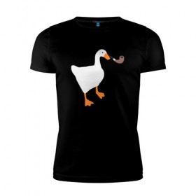 Мужская футболка премиум с принтом Untitled Goose в Санкт-Петербурге, 92% хлопок, 8% лайкра | приталенный силуэт, круглый вырез ворота, длина до линии бедра, короткий рукав | evil | game | goose | mem | memes | untitled | гусь | злой | игра | мем | осторожно