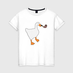 Женская футболка хлопок с принтом Untitled Goose в Санкт-Петербурге, 100% хлопок | прямой крой, круглый вырез горловины, длина до линии бедер, слегка спущенное плечо | evil | game | goose | mem | memes | untitled | гусь | злой | игра | мем | осторожно