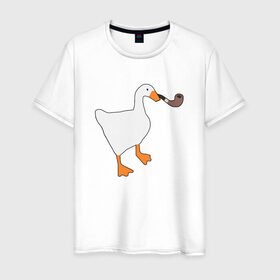 Мужская футболка хлопок с принтом Untitled Goose в Санкт-Петербурге, 100% хлопок | прямой крой, круглый вырез горловины, длина до линии бедер, слегка спущенное плечо. | evil | game | goose | mem | memes | untitled | гусь | злой | игра | мем | осторожно