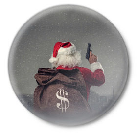 Значок с принтом Very Bad Santa в Санкт-Петербурге,  металл | круглая форма, металлическая застежка в виде булавки | Тематика изображения на принте: 