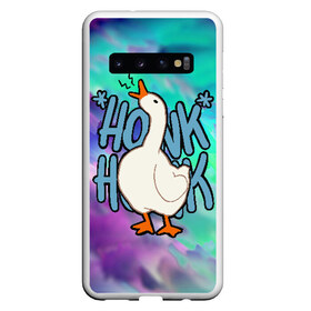 Чехол для Samsung Galaxy S10 с принтом HONK HONK в Санкт-Петербурге, Силикон | Область печати: задняя сторона чехла, без боковых панелей | meme | untitled goose game | злой гусь | мем | птица