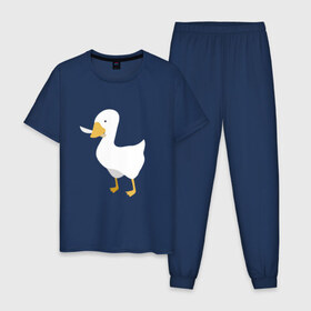 Мужская пижама хлопок с принтом untitled goose в Санкт-Петербурге, 100% хлопок | брюки и футболка прямого кроя, без карманов, на брюках мягкая резинка на поясе и по низу штанин
 | game | goose | untitled | videogame | видеоигры | гусь | игры | мем