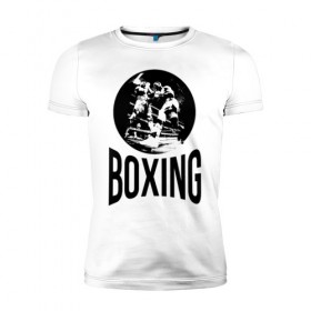 Мужская футболка премиум с принтом Boxing (двухсторонняя) в Санкт-Петербурге, 92% хлопок, 8% лайкра | приталенный силуэт, круглый вырез ворота, длина до линии бедра, короткий рукав | boxer | boxing | fight | mma | бокс | боксер | тайский бокс