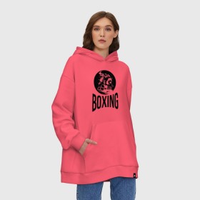 Худи SuperOversize хлопок с принтом Boxing (двухсторонняя) в Санкт-Петербурге, 70% хлопок, 30% полиэстер, мягкий начес внутри | карман-кенгуру, эластичная резинка на манжетах и по нижней кромке, двухслойный капюшон
 | boxer | boxing | fight | mma | бокс | боксер | тайский бокс