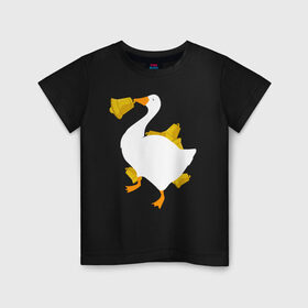 Детская футболка хлопок с принтом ЗЛОЙ ГУСТЬ С КОЛОКОЛЬЧИКОМ в Санкт-Петербурге, 100% хлопок | круглый вырез горловины, полуприлегающий силуэт, длина до линии бедер | meme | untitled goose game | злой гусь | мем | птица