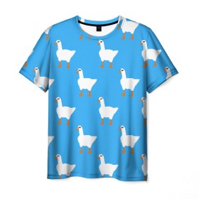 Мужская футболка 3D с принтом КРУТЫЕ ГУСИ в Санкт-Петербурге, 100% полиэфир | прямой крой, круглый вырез горловины, длина до линии бедер | meme | untitled goose game | злой гусь | мем | птица