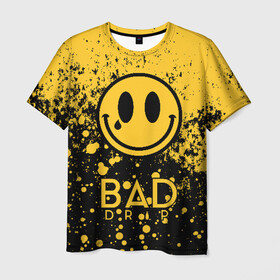 Мужская футболка 3D с принтом BAD DRIP в Санкт-Петербурге, 100% полиэфир | прямой крой, круглый вырез горловины, длина до линии бедер | bad | baddrip | cloud | coil | drip | smoke | vape | wape | бак | вейп | вейпер | дрипка | дым | койл | культура | мод | облако | пар | хипстер