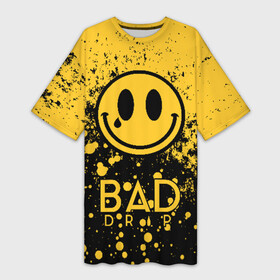 Платье-футболка 3D с принтом BAD DRIP в Санкт-Петербурге,  |  | bad | baddrip | cloud | coil | drip | smoke | vape | wape | бак | вейп | вейпер | дрипка | дым | койл | культура | мод | облако | пар | хипстер