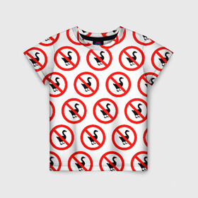 Детская футболка 3D с принтом НЕТ ГУСЯМ в Санкт-Петербурге, 100% гипоаллергенный полиэфир | прямой крой, круглый вырез горловины, длина до линии бедер, чуть спущенное плечо, ткань немного тянется | meme | untitled goose game | злой гусь | мем | птица