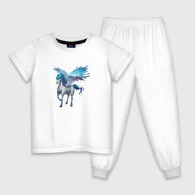 Детская пижама хлопок с принтом Пегас в Санкт-Петербурге, 100% хлопок |  брюки и футболка прямого кроя, без карманов, на брюках мягкая резинка на поясе и по низу штанин
 | крылья | лошадь | пегас | рисунок | существо