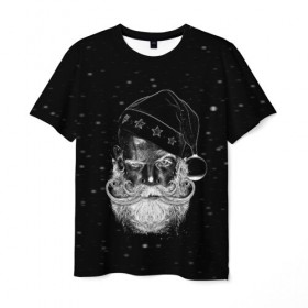 Мужская футболка 3D с принтом Санта Хипстер в Санкт-Петербурге, 100% полиэфир | прямой крой, круглый вырез горловины, длина до линии бедер | 