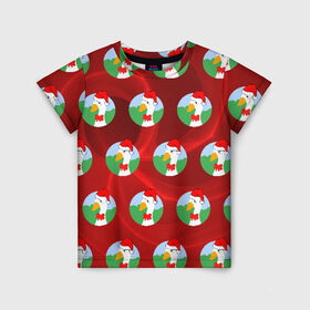 Детская футболка 3D с принтом Untitled New Year Goose в Санкт-Петербурге, 100% гипоаллергенный полиэфир | прямой крой, круглый вырез горловины, длина до линии бедер, чуть спущенное плечо, ткань немного тянется | Тематика изображения на принте: christmas | goose | new year | гусь | красная | мем | новый год | рождество
