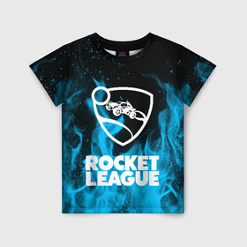 Детская футболка 3D с принтом ROCKET LEAGUE в Санкт-Петербурге, 100% гипоаллергенный полиэфир | прямой крой, круглый вырез горловины, длина до линии бедер, чуть спущенное плечо, ткань немного тянется | racing. | rocket league | rocket league garage | rocket trade | гонки | рокет лига