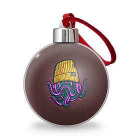 Ёлочный шар с принтом Octopus(Lil Peep, GBC) в Санкт-Петербурге, Пластик | Диаметр: 77 мм | gbc | lil | peep | rap | rock | бордовый | желтый | зеленый | исполнитель | картинка | надпись на спине | осьминог | редактируемый дизайн | рок | рэп | рэпер | сочный цвет | фиолетовый