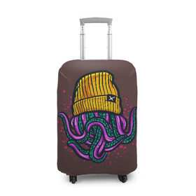 Чехол для чемодана 3D с принтом Octopus(Lil Peep, GBC) в Санкт-Петербурге, 86% полиэфир, 14% спандекс | двустороннее нанесение принта, прорези для ручек и колес | gbc | lil | peep | rap | rock | бордовый | желтый | зеленый | исполнитель | картинка | надпись на спине | осьминог | редактируемый дизайн | рок | рэп | рэпер | сочный цвет | фиолетовый