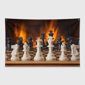Флаг-баннер с принтом Шахматы в Санкт-Петербурге, 100% полиэстер | размер 67 х 109 см, плотность ткани — 95 г/м2; по краям флага есть четыре люверса для крепления | дамка | доска | игра | игры | камин | конь | король | огне | огнём | огненное | огонь | пешка | пламя | слон | ферзь | фигурки | фигуры | шахматная | шахматы