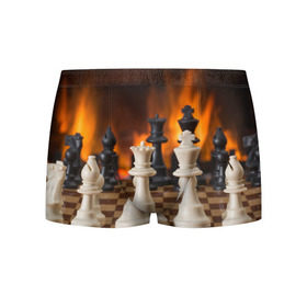 Мужские трусы 3D с принтом Шахматы в Санкт-Петербурге, 50% хлопок, 50% полиэстер | классическая посадка, на поясе мягкая тканевая резинка | дамка | доска | игра | игры | камин | конь | король | огне | огнём | огненное | огонь | пешка | пламя | слон | ферзь | фигурки | фигуры | шахматная | шахматы