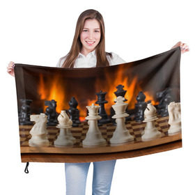 Флаг 3D с принтом Шахматы в Санкт-Петербурге, 100% полиэстер | плотность ткани — 95 г/м2, размер — 67 х 109 см. Принт наносится с одной стороны | Тематика изображения на принте: дамка | доска | игра | игры | камин | конь | король | огне | огнём | огненное | огонь | пешка | пламя | слон | ферзь | фигурки | фигуры | шахматная | шахматы