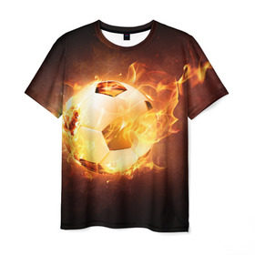 Мужская футболка 3D с принтом Огненный мяч в Санкт-Петербурге, 100% полиэфир | прямой крой, круглый вырез горловины, длина до линии бедер | 
