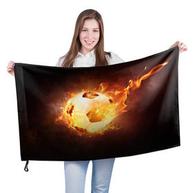 Флаг 3D с принтом Огненный мяч в Санкт-Петербурге, 100% полиэстер | плотность ткани — 95 г/м2, размер — 67 х 109 см. Принт наносится с одной стороны | 