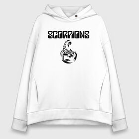 Женское худи Oversize хлопок с принтом SCORPIONS в Санкт-Петербурге, френч-терри — 70% хлопок, 30% полиэстер. Мягкий теплый начес внутри —100% хлопок | боковые карманы, эластичные манжеты и нижняя кромка, капюшон на магнитной кнопке | scorpions | клаус майне | маттиас ябс | микки ди | павел мончивода | рудольф шенкер | скорпион | скорпионс