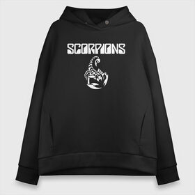 Женское худи Oversize хлопок с принтом SCORPIONS в Санкт-Петербурге, френч-терри — 70% хлопок, 30% полиэстер. Мягкий теплый начес внутри —100% хлопок | боковые карманы, эластичные манжеты и нижняя кромка, капюшон на магнитной кнопке | scorpions | клаус майне | маттиас ябс | микки ди | павел мончивода | рудольф шенкер | скорпион | скорпионс