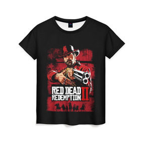 Женская футболка 3D с принтом Red Dead Redemption в Санкт-Петербурге, 100% полиэфир ( синтетическое хлопкоподобное полотно) | прямой крой, круглый вырез горловины, длина до линии бедер | dead | gamer | john | marston | rdr | red | redemption | rockstar | shooter | western | вестерн | джон | марстон | шутер
