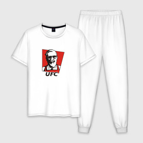 Мужская пижама хлопок с принтом UFC (Конор) в Санкт-Петербурге, 100% хлопок | брюки и футболка прямого кроя, без карманов, на брюках мягкая резинка на поясе и по низу штанин
 | Тематика изображения на принте: kfc | ufc | боец | конор макгрегор