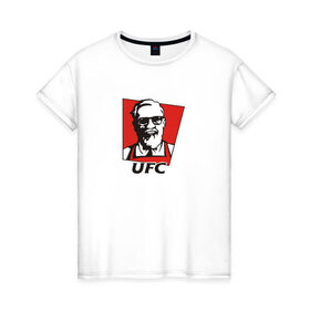 Женская футболка хлопок с принтом UFC (Конор) в Санкт-Петербурге, 100% хлопок | прямой крой, круглый вырез горловины, длина до линии бедер, слегка спущенное плечо | kfc | ufc | боец | конор макгрегор