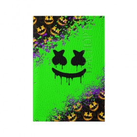 Обложка для паспорта матовая кожа с принтом MARSHMELLO HALLOWEEN в Санкт-Петербурге, натуральная матовая кожа | размер 19,3 х 13,7 см; прозрачные пластиковые крепления | america | dj | halloween | marshmello | marshmello halloween | usa | америка | маршмелло | маршмелло хеллоуин | хеллоуин | хэллоуин