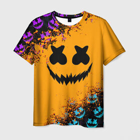 Мужская футболка 3D с принтом MARSHMELLO HALLOWEEN в Санкт-Петербурге, 100% полиэфир | прямой крой, круглый вырез горловины, длина до линии бедер | america | dj | halloween | marshmello | marshmello halloween | usa | америка | маршмелло | маршмелло хеллоуин | хеллоуин | хэллоуин