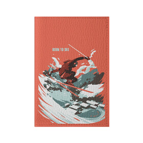 Обложка для паспорта матовая кожа с принтом BORN TO SKI в Санкт-Петербурге, натуральная матовая кожа | размер 19,3 х 13,7 см; прозрачные пластиковые крепления | горы | зима | лыжи | природа | снег | спорт