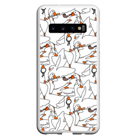 Чехол для Samsung Galaxy S10 с принтом Злой гусь в Санкт-Петербурге, Силикон | Область печати: задняя сторона чехла, без боковых панелей | goose | honk | untitled goose game | гусь | гусь игра | злой гусь | игра про гуся | кря | отвратительный гусь