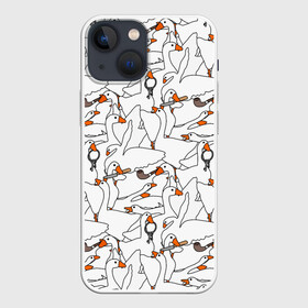 Чехол для iPhone 13 mini с принтом Злой гусь в Санкт-Петербурге,  |  | Тематика изображения на принте: goose | honk | untitled goose game | гусь | гусь игра | злой гусь | игра про гуся | кря | отвратительный гусь