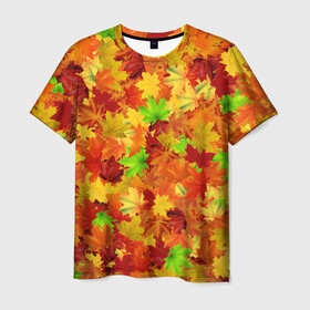 Мужская футболка 3D с принтом Кленовые листья в Санкт-Петербурге, 100% полиэфир | прямой крой, круглый вырез горловины, длина до линии бедер | багрец | клён | кленовый | лист | листопад | осенний | осень | паттрен