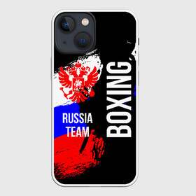 Чехол для iPhone 13 mini с принтом Boxing Russia Team в Санкт-Петербурге,  |  | Тематика изображения на принте: boxer | boxing | russia team | бокс | боксер | сборная россии | тайский бокс