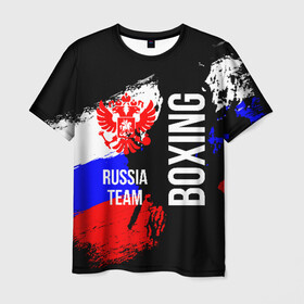 Мужская футболка 3D с принтом Boxing Russia Team в Санкт-Петербурге, 100% полиэфир | прямой крой, круглый вырез горловины, длина до линии бедер | boxer | boxing | russia team | бокс | боксер | сборная россии | тайский бокс