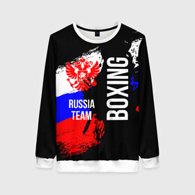 Женский свитшот 3D с принтом Boxing Russia Team в Санкт-Петербурге, 100% полиэстер с мягким внутренним слоем | круглый вырез горловины, мягкая резинка на манжетах и поясе, свободная посадка по фигуре | boxer | boxing | russia team | бокс | боксер | сборная россии | тайский бокс