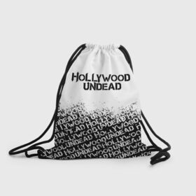 Рюкзак-мешок 3D с принтом HOLLYWOOD UNDEAD в Санкт-Петербурге, 100% полиэстер | плотность ткани — 200 г/м2, размер — 35 х 45 см; лямки — толстые шнурки, застежка на шнуровке, без карманов и подкладки | deuce | hollywood undead | hu | j dog | shady jeff | голливуд | голливудская нежить | даниэль мурильо | джордан террелл | джордж артур рейган | дилан альварес | мэттью сент клер | нежить