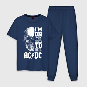 Мужская пижама хлопок с принтом AC/DC в Санкт-Петербурге, 100% хлопок | брюки и футболка прямого кроя, без карманов, на брюках мягкая резинка на поясе и по низу штанин
 | ac dc | acdc | acdc ас дс | австралийская | ангус янг | асдс | блюз | группа | крис слэйд | метал | молния | музыка | певцы | рок | рок н ролл | стиви янг | хард | хардрок | эксл роуз