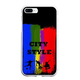 Чехол для iPhone 7Plus/8 Plus матовый с принтом City style в Санкт-Петербурге, Силикон | Область печати: задняя сторона чехла, без боковых панелей | city | style | велик | велосипед | велосипедист | графити | граффити | краска | краски. мазки краски | мазки | скуйтборд | спорт | футбол | цветное