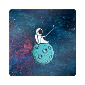 Магнит виниловый Квадрат с принтом Сэлфи Космонавта в Санкт-Петербурге, полимерный материал с магнитным слоем | размер 9*9 см, закругленные углы | galaxy | moon | вселенная | галактика | звезды | космонавт | космос | луна | месяц | сэлфи | сэлфипалка